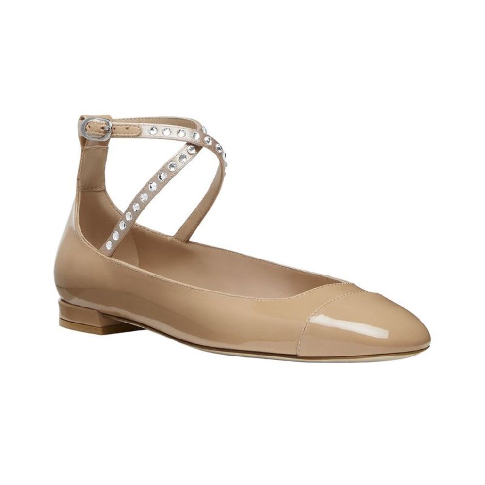Stuart Weitzman Eden Crystal Strap Patent Flat, Orange